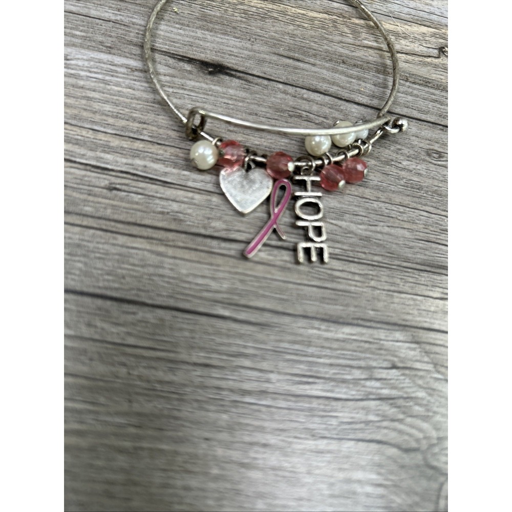 Breast Cancer Awareness Charm Bracelet‎ By Avon Lot Of 2 Gold And Silver Tone - Picture 4 of 10
